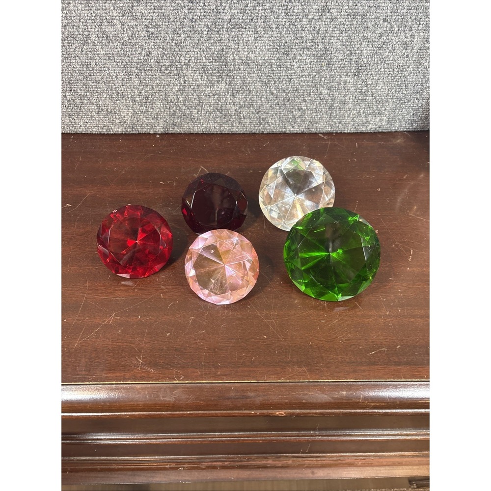 Lot of 5 Assorted Glass Birthstones~Gemstones~Paperweights~Decor
